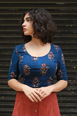 Kirgiti | Stretchable Blouse / Crop Top | Indigo Dabu