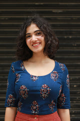 Kirgiti | Stretchable Blouse / Crop Top | Indigo Dabu