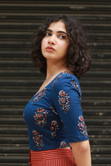 Kirgiti | Stretchable Blouse / Crop Top | Indigo Dabu