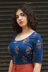 Kirgiti | Stretchable Blouse / Crop Top | Indigo Dabu