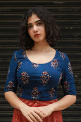 Kirgiti | Stretchable Blouse / Crop Top | Indigo Dabu