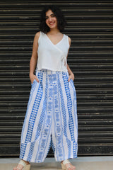 Ananas | Balloon Pants | Cotton White & Blue