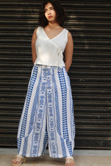 Ananas | Balloon Pants | Cotton White & Blue