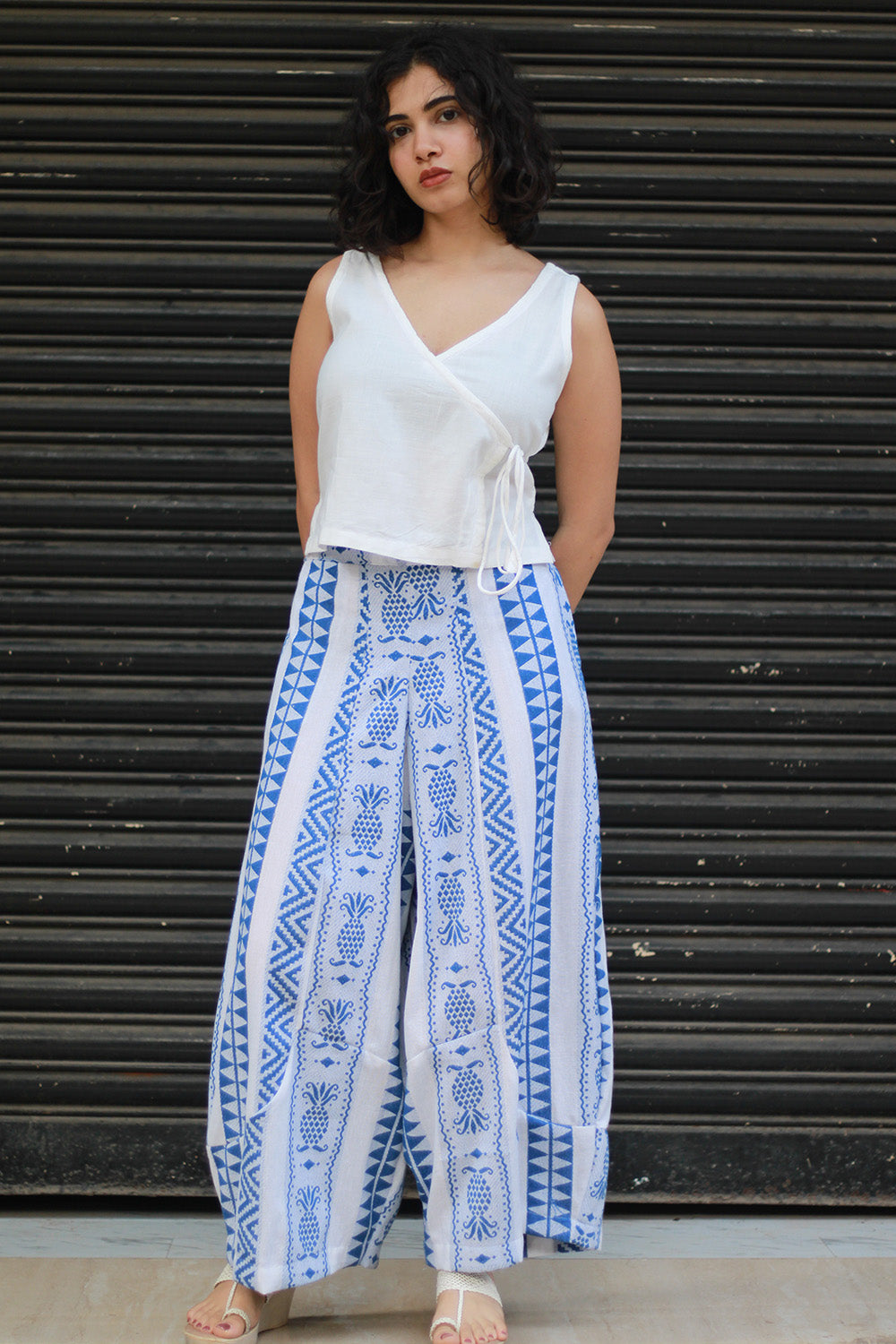 Balloon Pants | White & Blue
