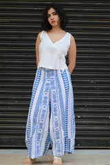 Ananas | Balloon Pants | Cotton White & Blue