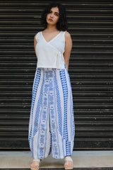Ananas | Balloon Pants | Cotton White & Blue