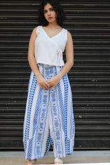 Ananas | Balloon Pants | Cotton White & Blue