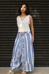 Ananas | Balloon Pants | Cotton White & Blue