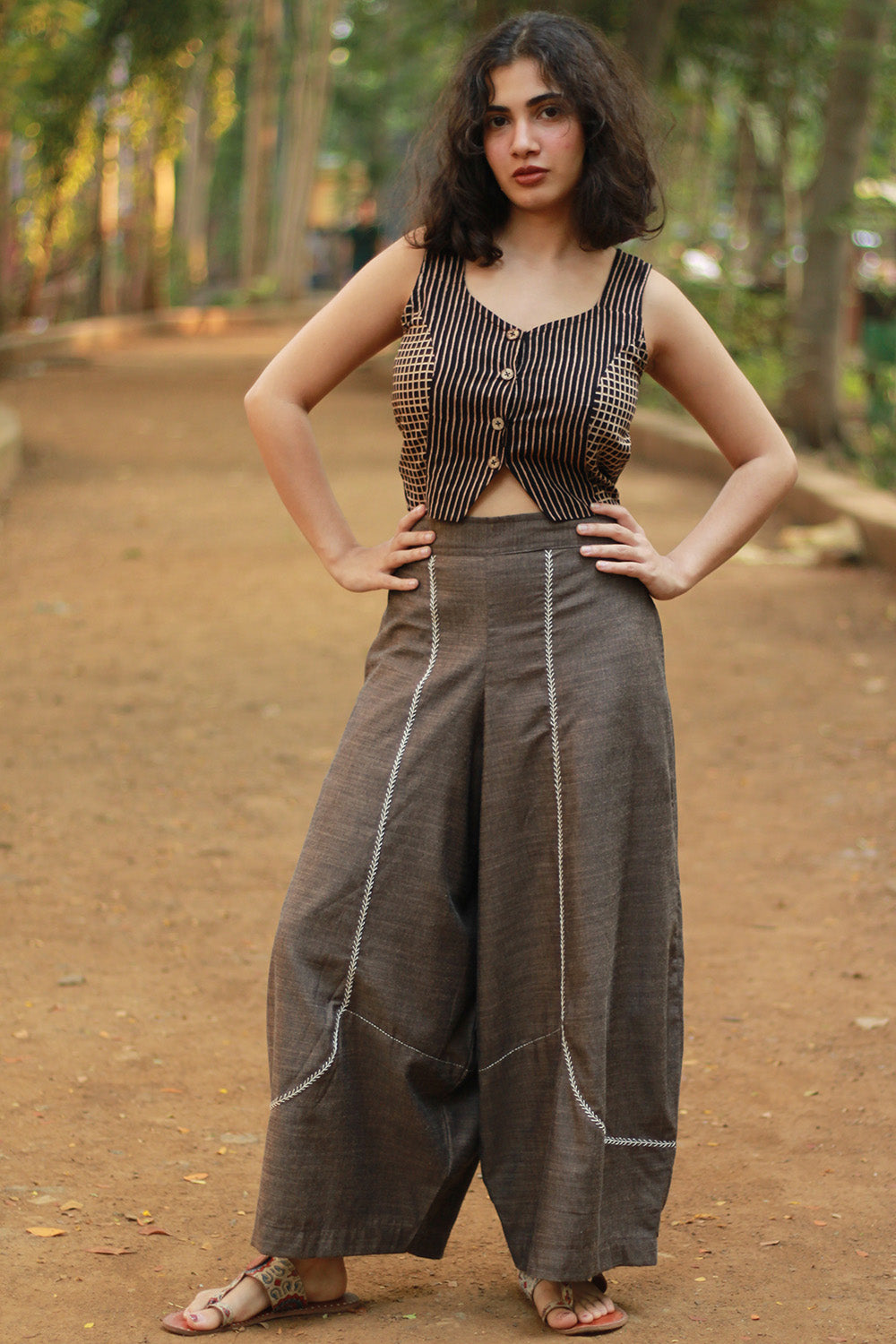 Musafir | Balloon Pants | Slate with Embroidery
