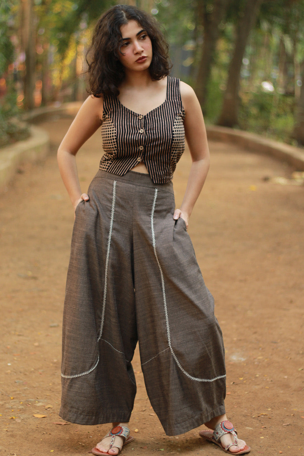 Musafir | Balloon Pants | Slate with Embroidery