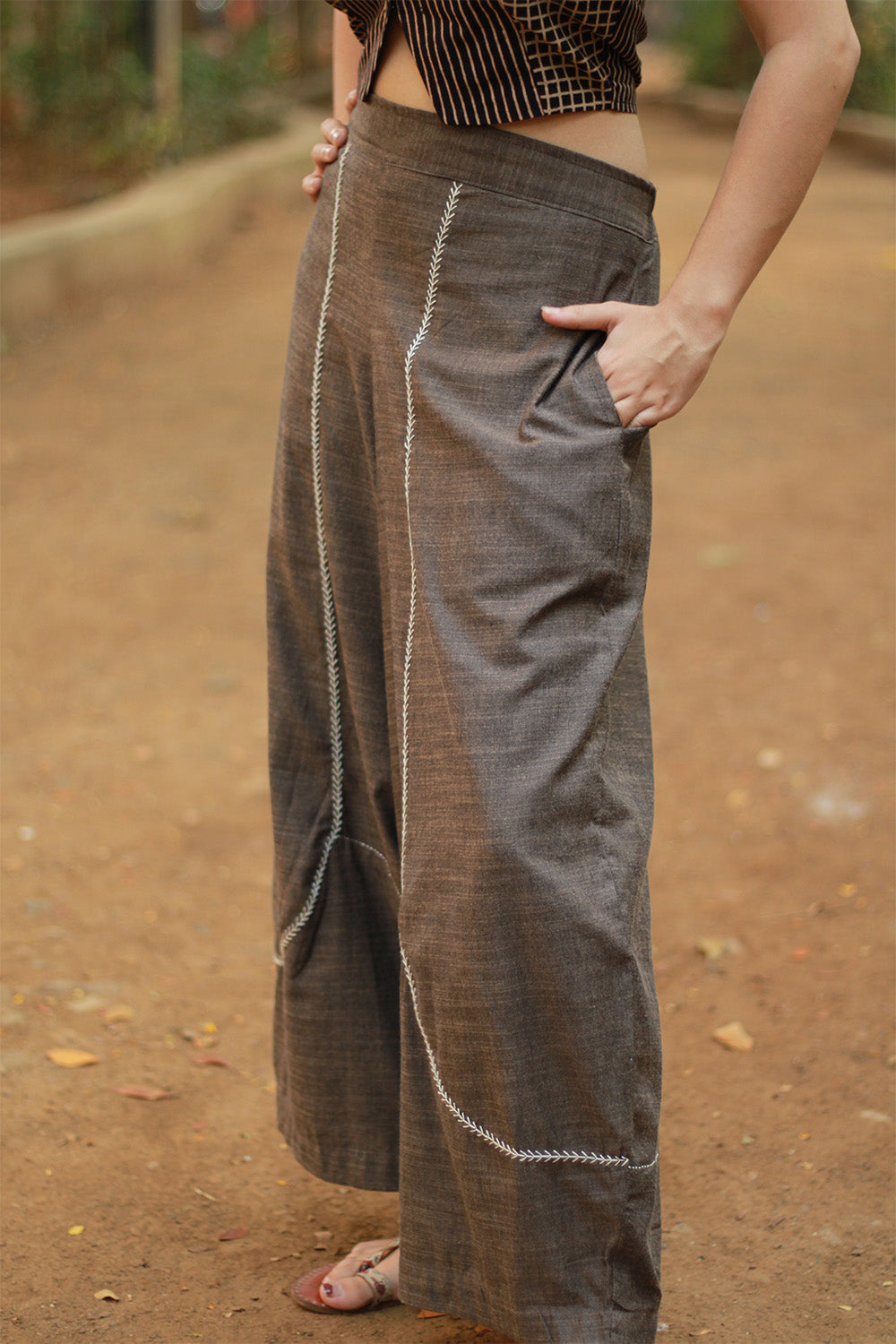 Musafir | Balloon Pants | Slate with Embroidery