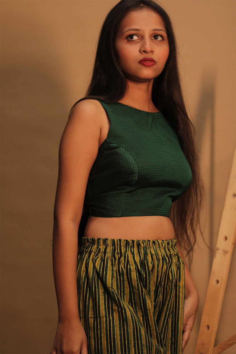 Mastaani | Reversible Blouse | Noir with Green Khunn