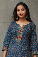 Shubhra | Dhoti Kurta Co-Ord Set | Blue Lotus Ajrakh