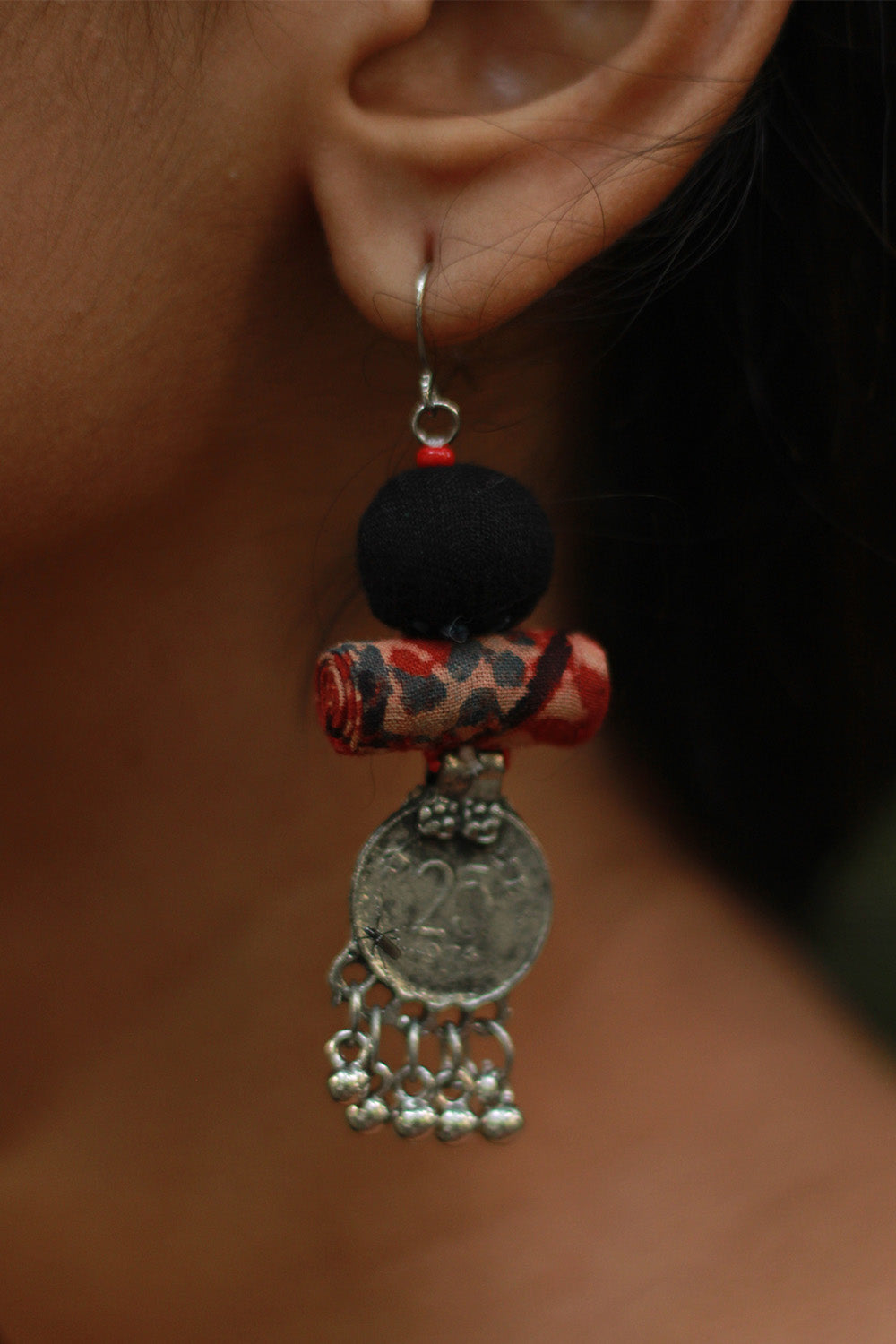 Nakhre | Chindi Coin Earring | Noir & Rouge
