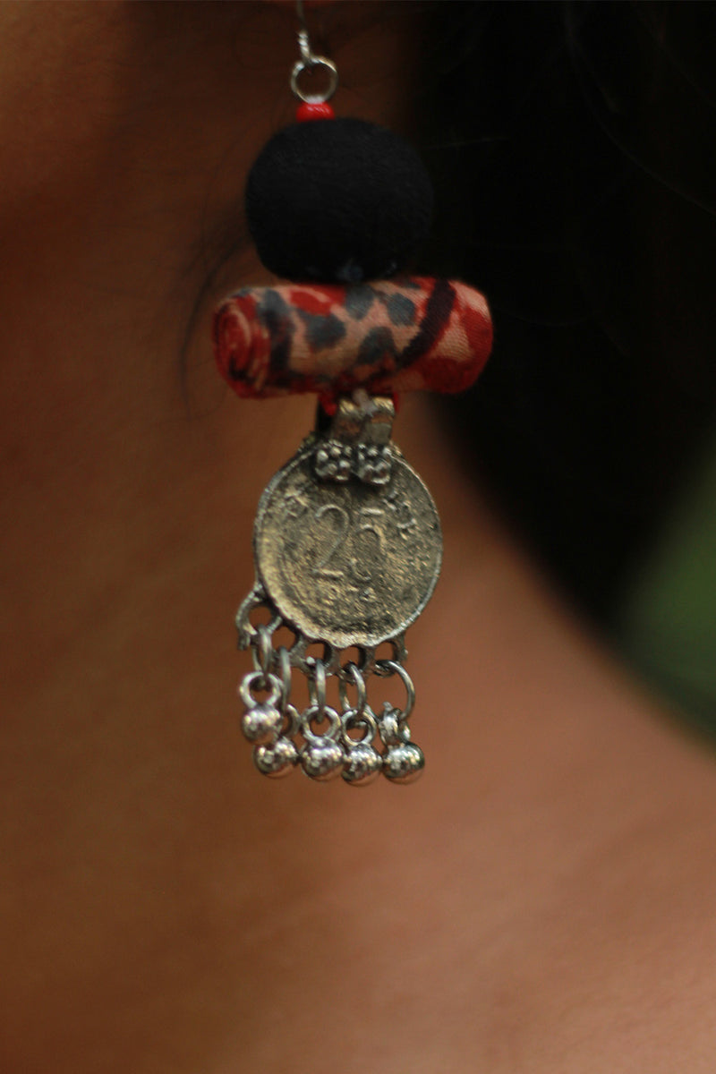 Nakhre | Chindi Coin Earring | Noir & Rouge