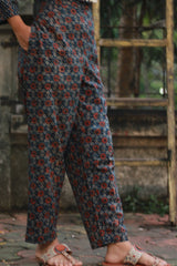Afsana | Co-Ord Set with Mirrorwork | Navy Paisley Ajrakh