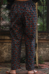 Afsana | Co-Ord Set with Mirrorwork | Navy Paisley Ajrakh