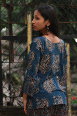 Afsana | Co-Ord Set with Mirrorwork | Navy Paisley Ajrakh