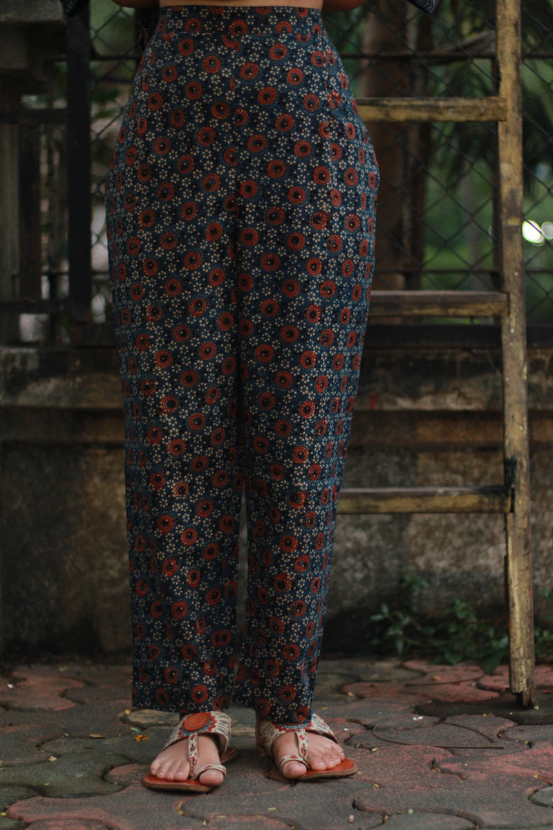 Afsana | Co-Ord Set with Mirrorwork | Navy Paisley Ajrakh
