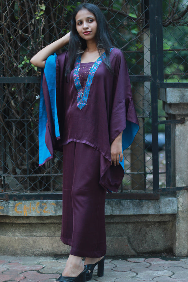Modal Silk Co-Ord Set | Wine