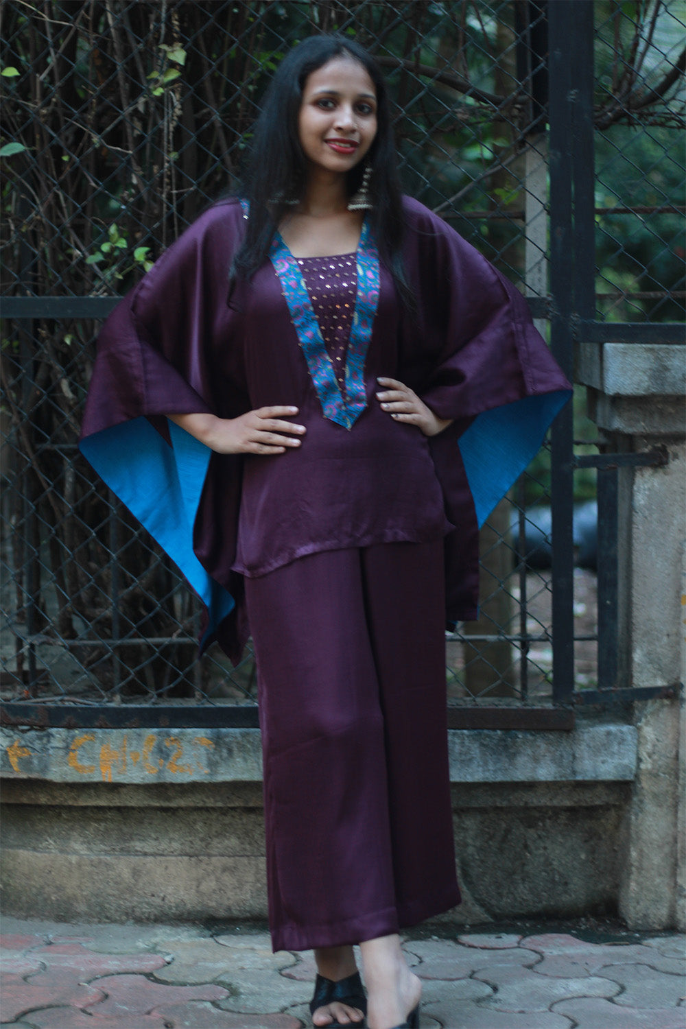 Saumya | Wide Leg Pants | Modal Silk | Wine