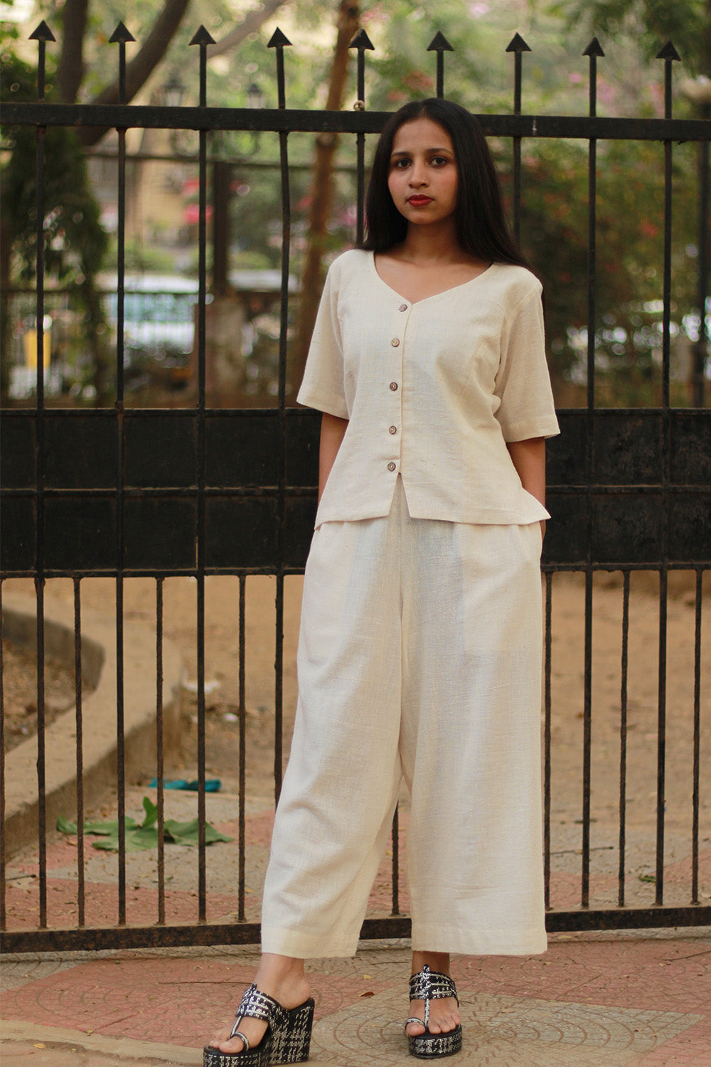 Wide Leg Pants | Kala Cotton | Ivory