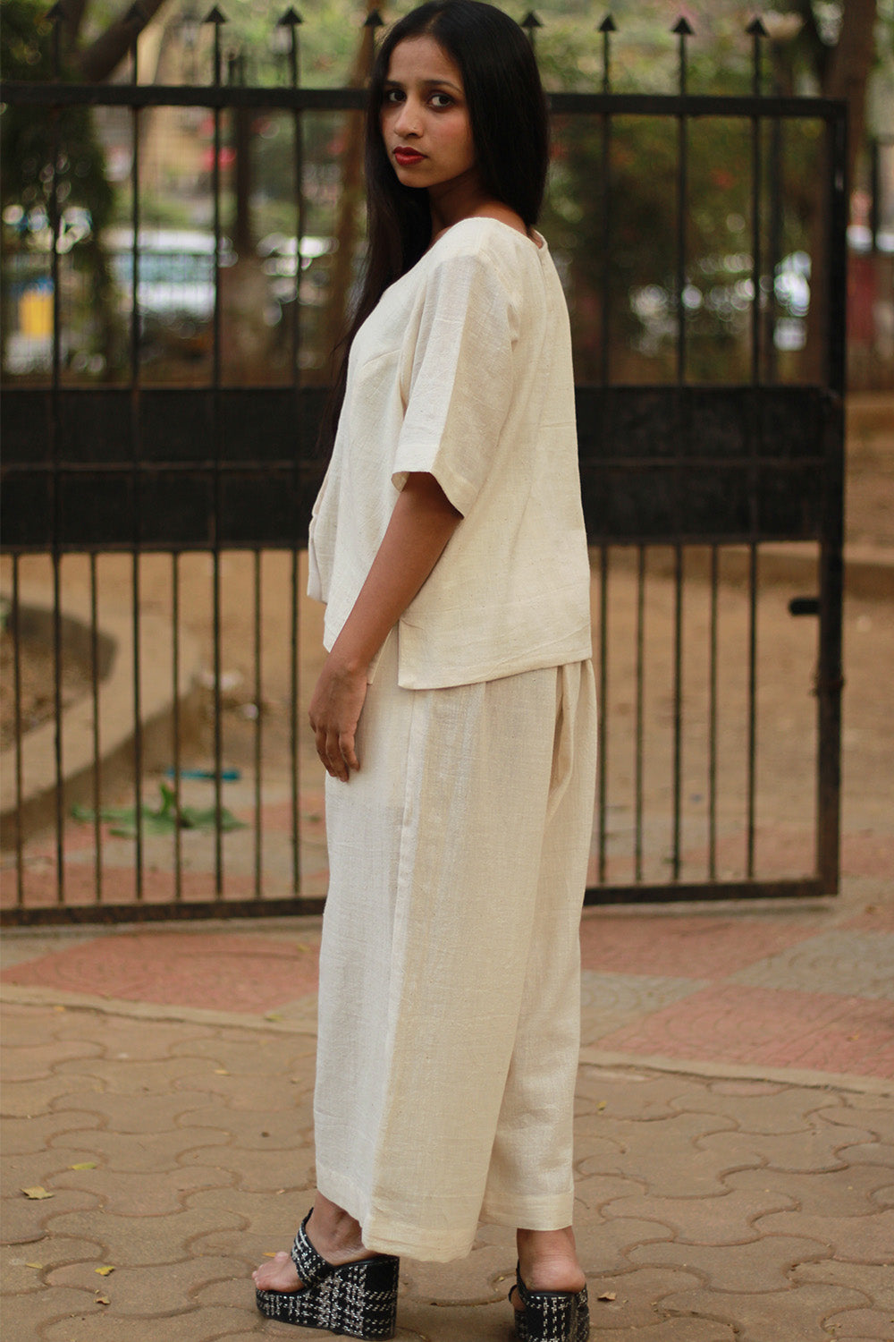 Wide Leg Pants | Kala Cotton | Ivory
