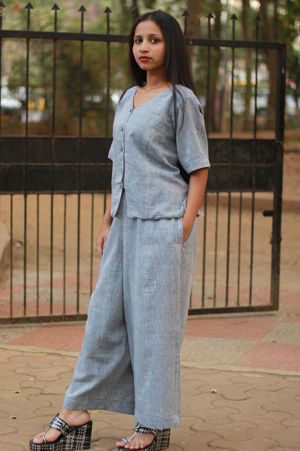 Wide Leg Pants | Kala Cotton | Slate