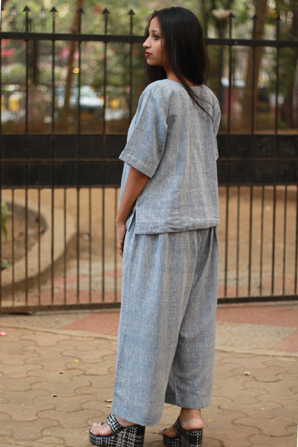 Wide Leg Pants | Kala Cotton | Slate