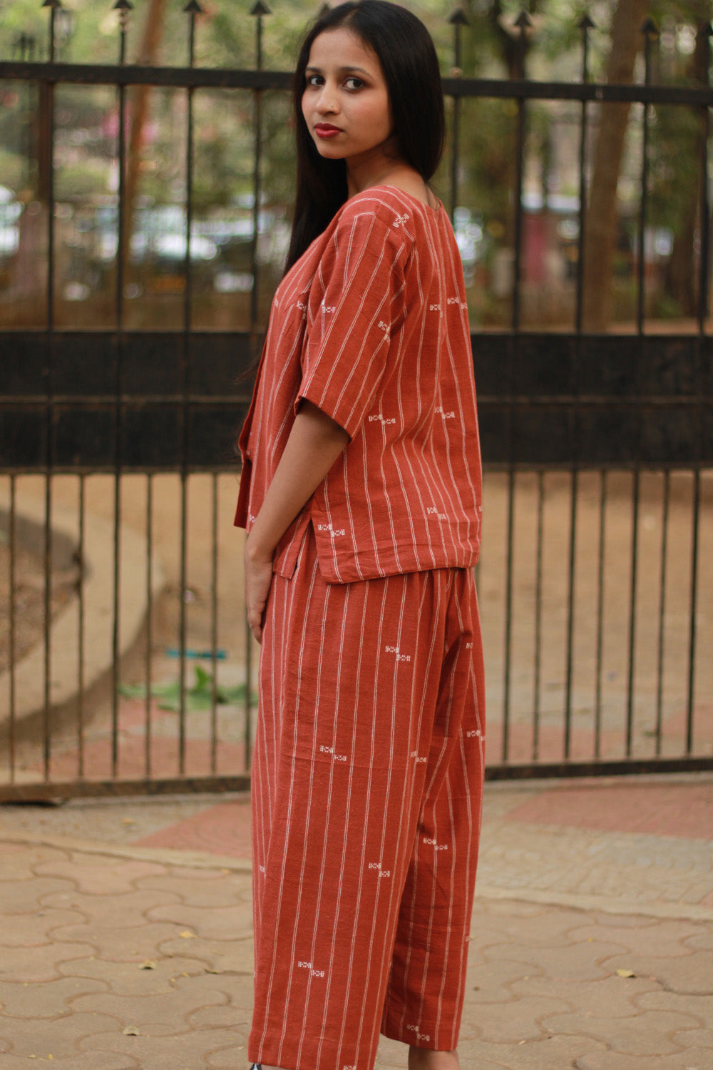 Wide Leg Pants | Kala Cotton | Rust