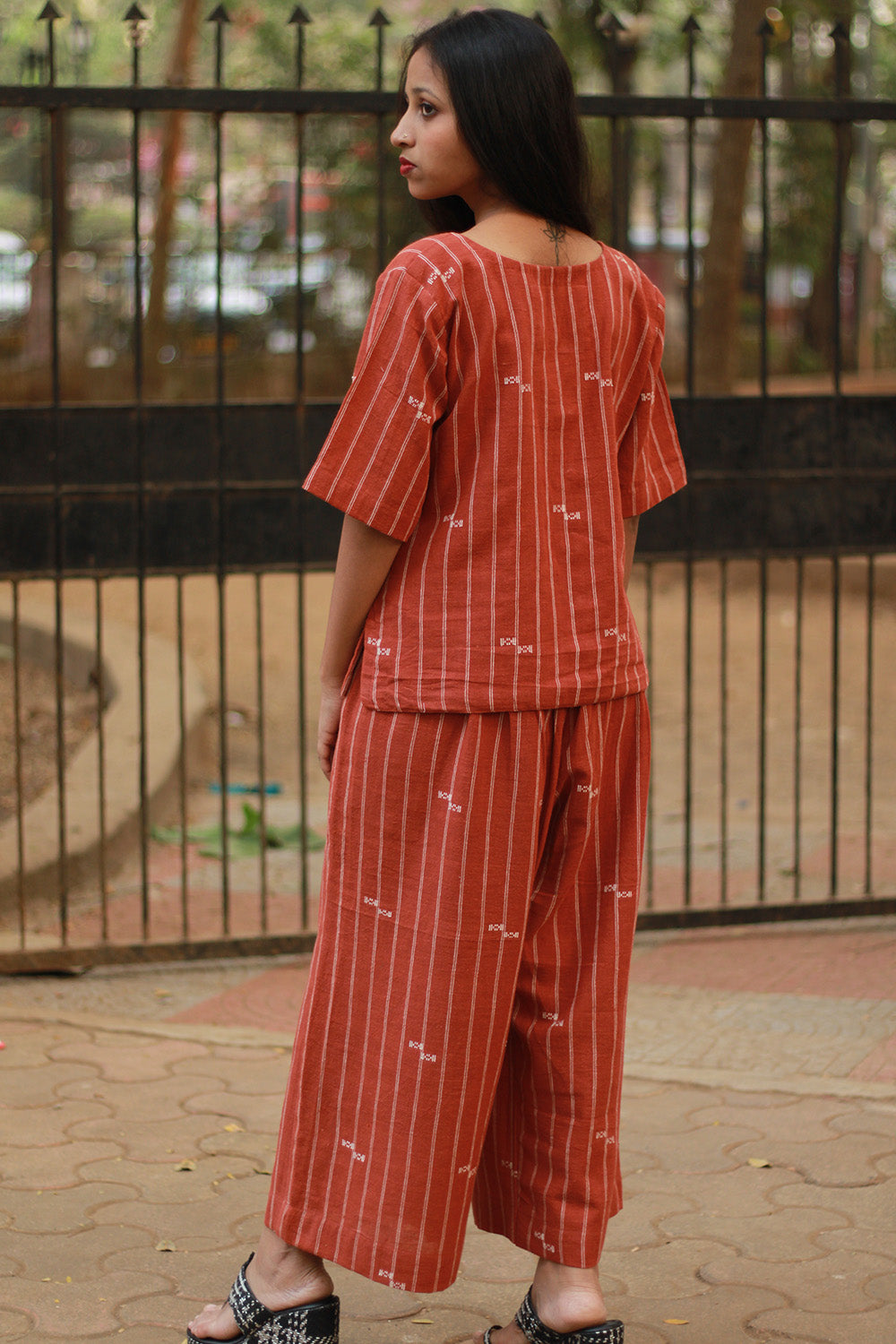 Wide Leg Pants | Kala Cotton | Rust