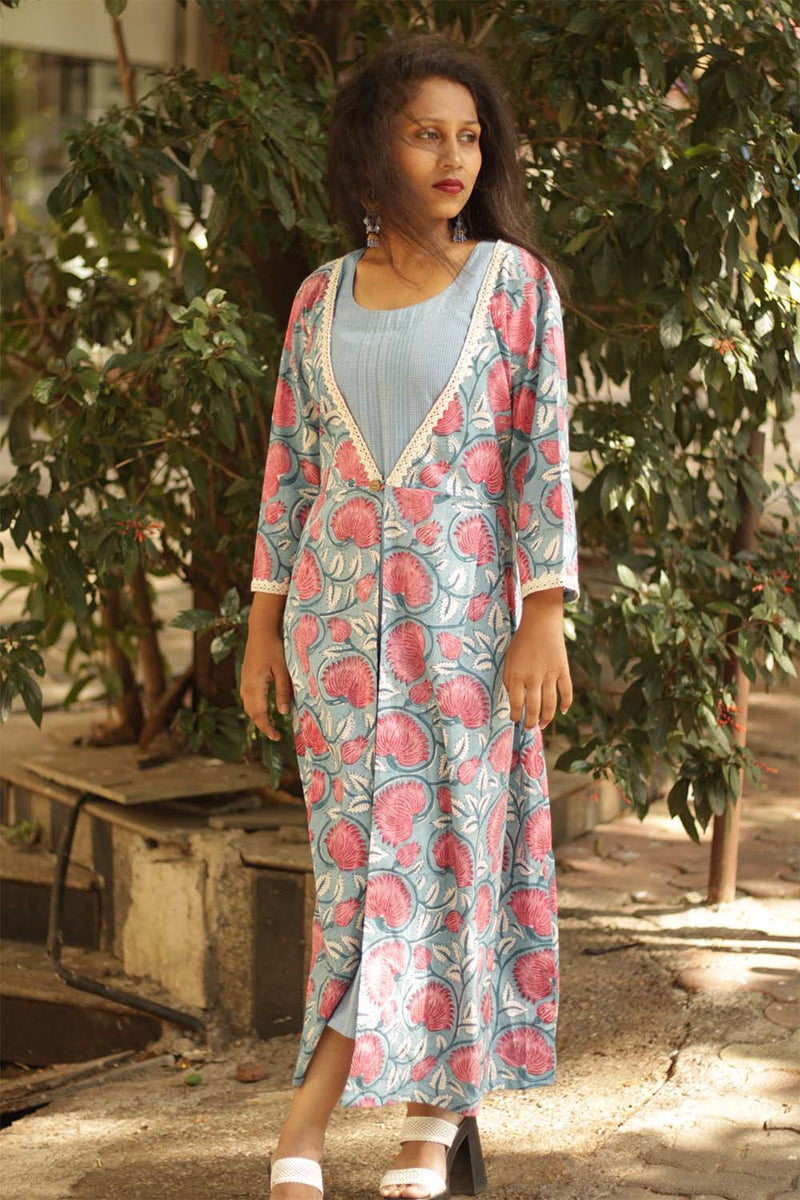 Dress & Overlay Co-Ord Set- Blushing Lotus