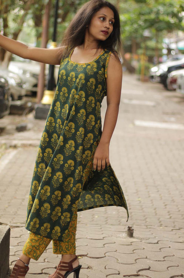 Vanya | Co-Ord Set |  Green Triphuliya Ajrakh