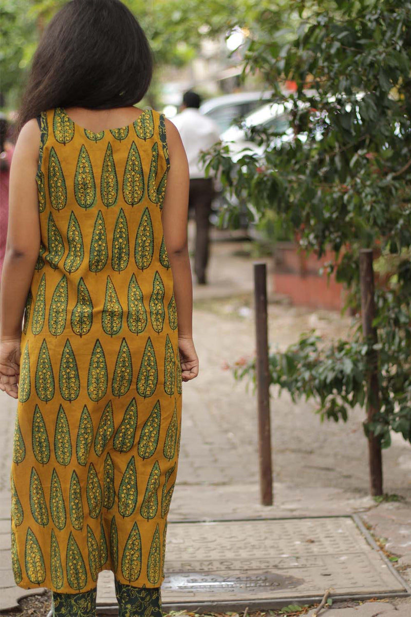 Vanya | Co-Ord Set | - Mustard Cypress Ajrakh