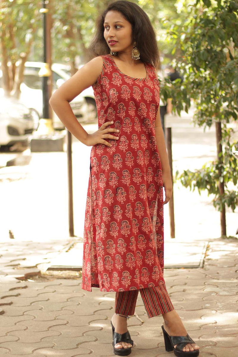Cotton Sleeveless Red Kurti, Size: S - XXL at Rs 400/piece in Ahmedabad |  ID: 20362941330