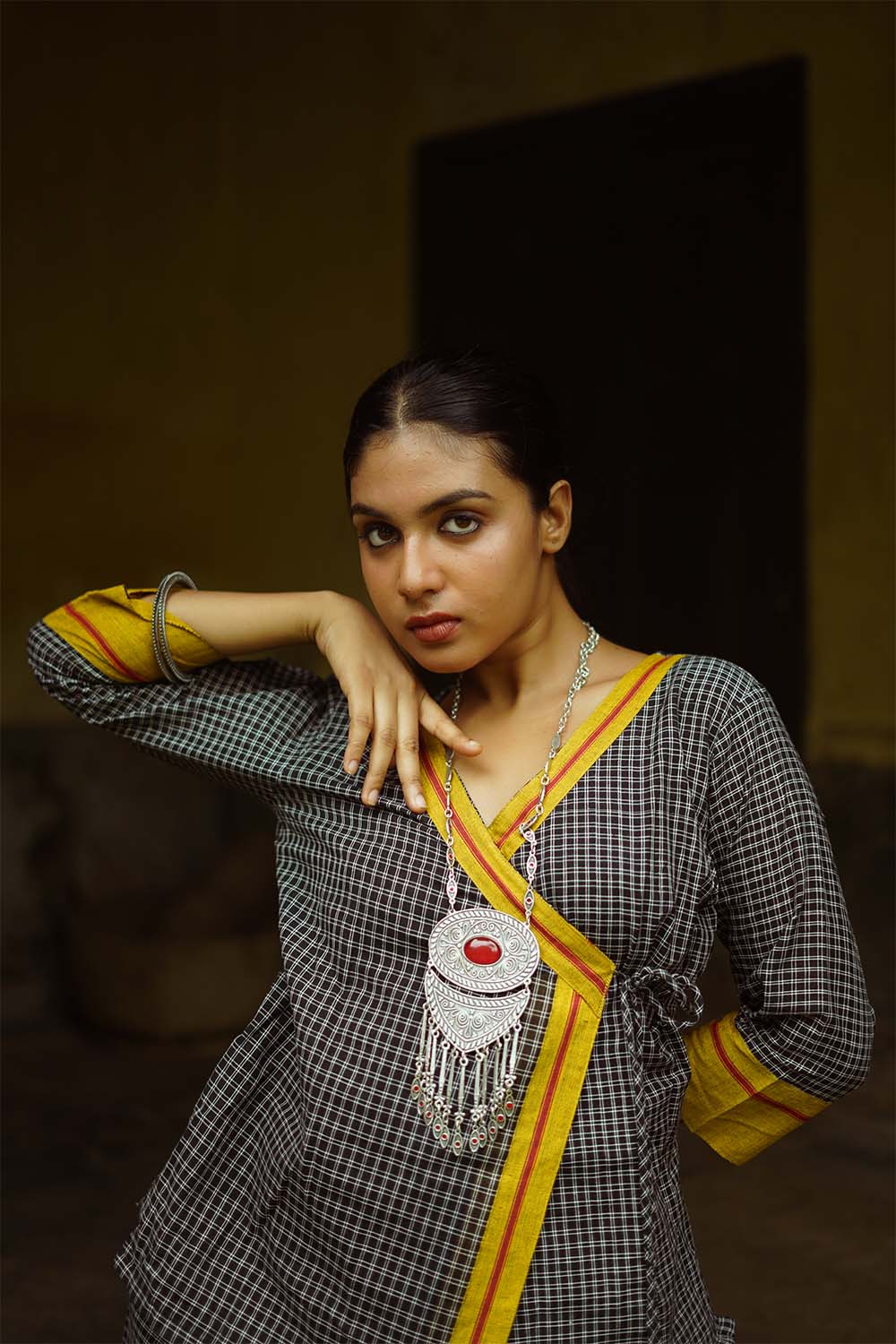 Vasundhara Syahi | Patteda Aanchu Co-Ord Set | Yellow