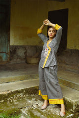 Vasundhara Syahi | Patteda Aanchu Co-Ord Set | Yellow