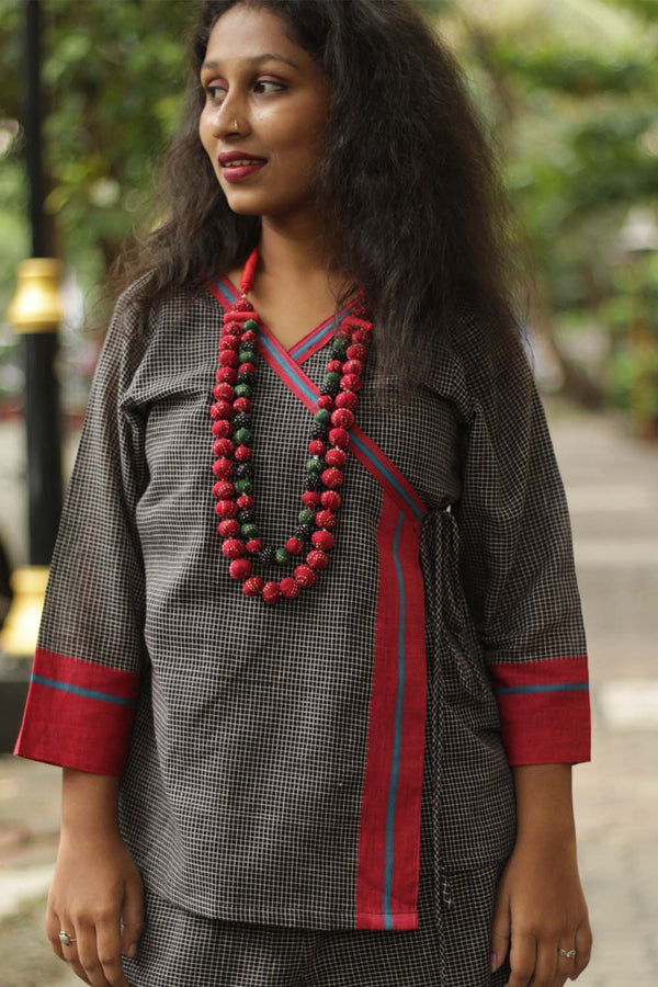 Vasundhara Syahi | Patteda Aanchu Co-Ord Set | Red