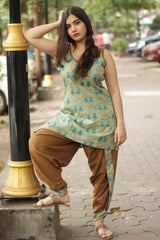 Geet | Dhoti Kurta Co-Ord Set  | Sea Foam Green Sanganeri