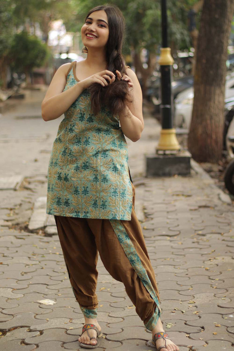 Geet | Dhoti Kurta Co-Ord Set  | Sea Foam Green Sanganeri