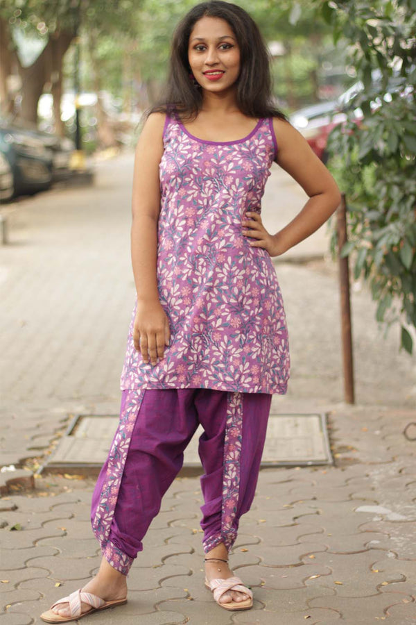 Geet | Dhoti Kurta Co-Ord Set | Mauve Sanganeri