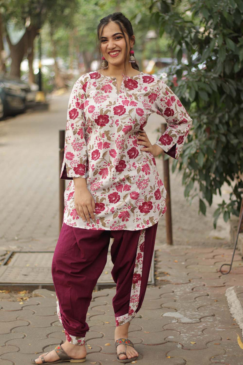 Dhoti Pants | Burgundy Red Cotton