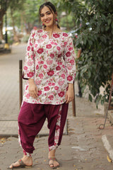 Geet | Dhoti Kurta Co-Ord Set | Crimson Floral Sanganeri