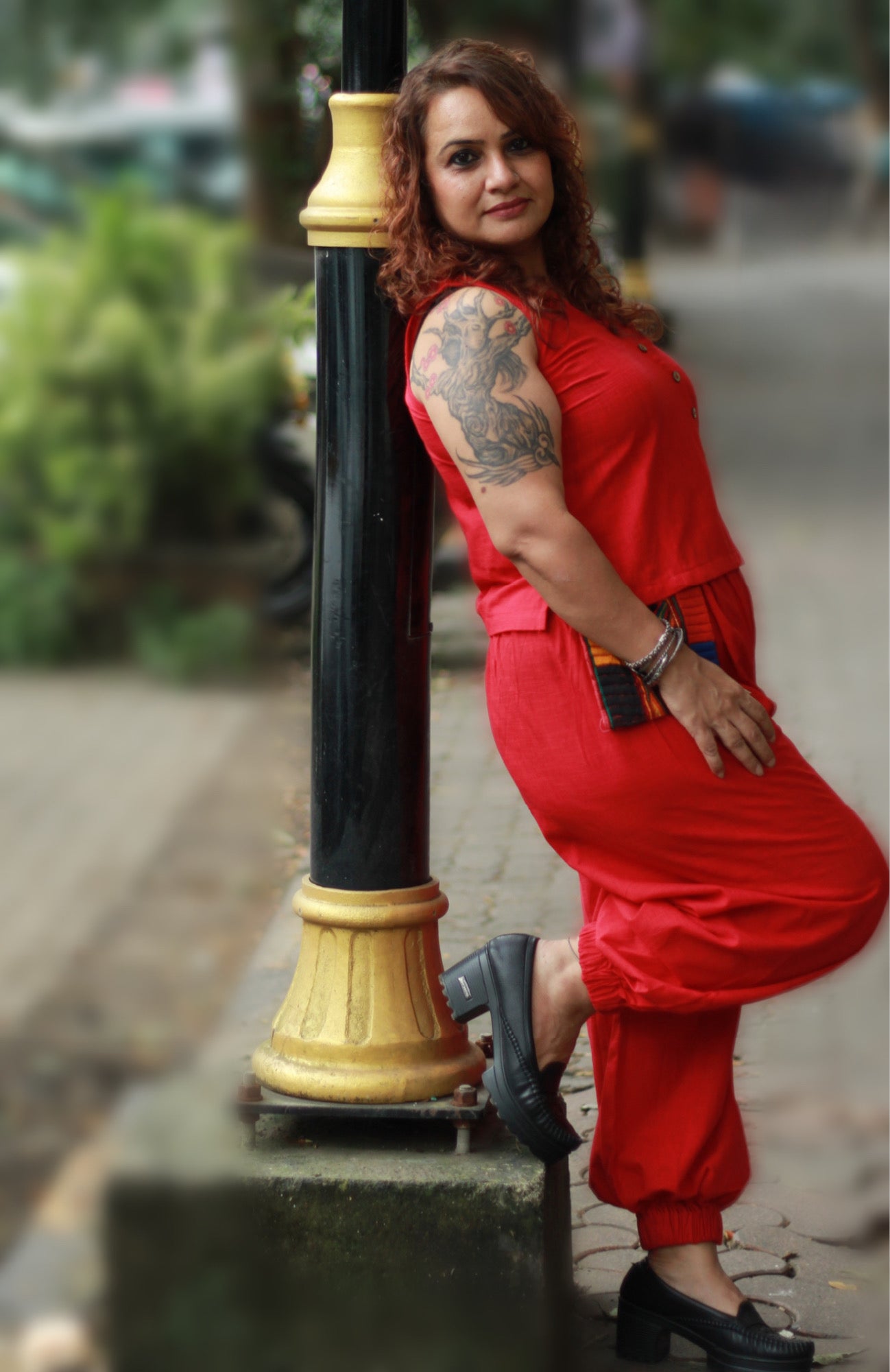 Nasha | Harem Pants Co-ord Set | Rouge