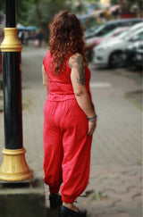 Nasha | Harem Pants Co-ord Set | Rouge