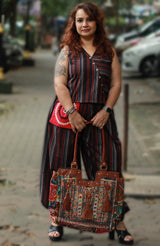 Nasha | Harem Pants Co-ord Set | Noir & Rouge