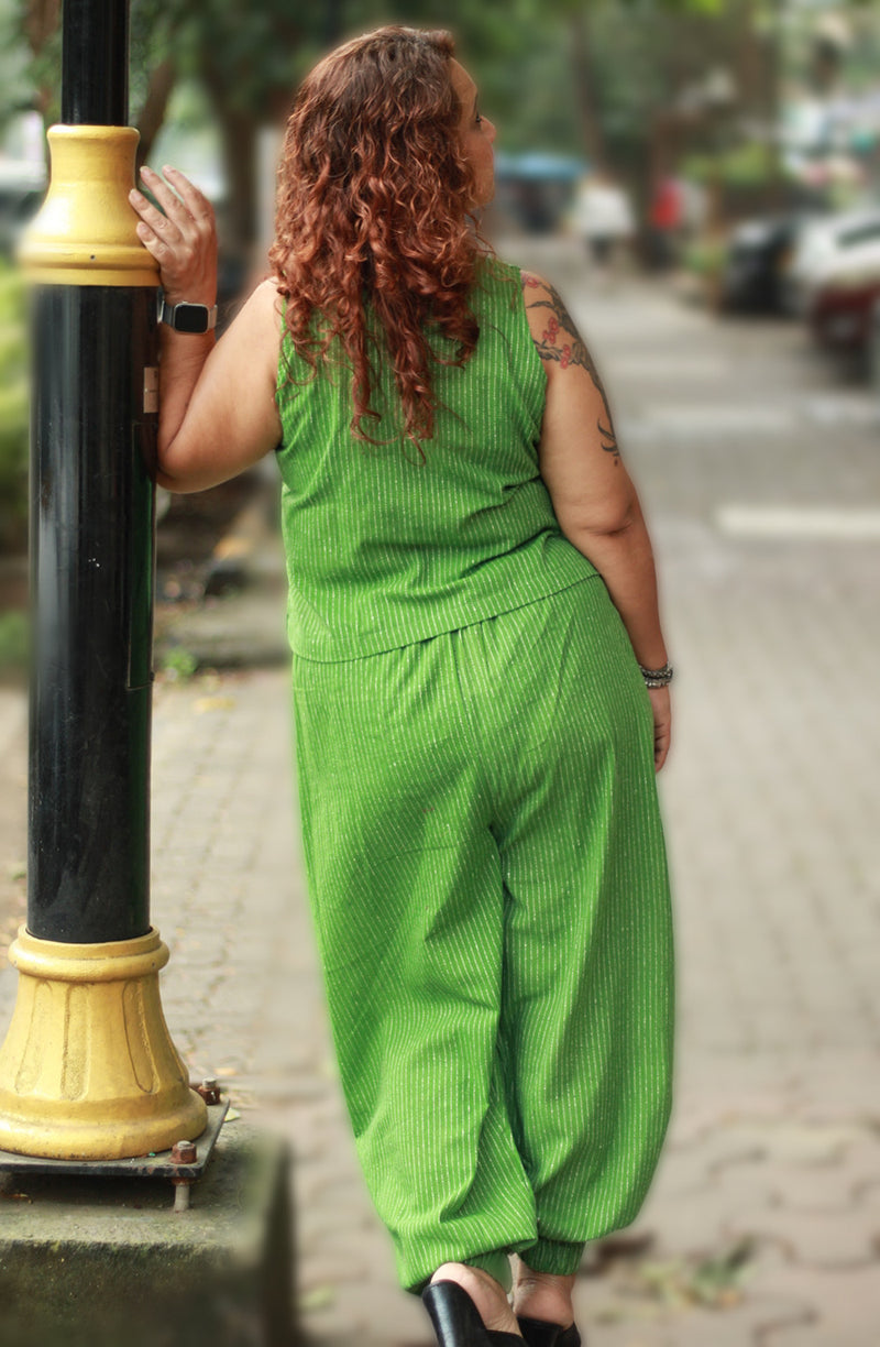Nasha | Harem Pants Co-ord Set | Lime Green