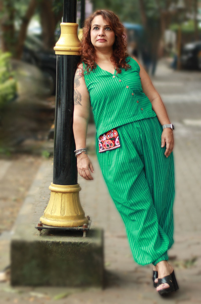 Nasha | Harem Pants Co-ord Set | Sea Green