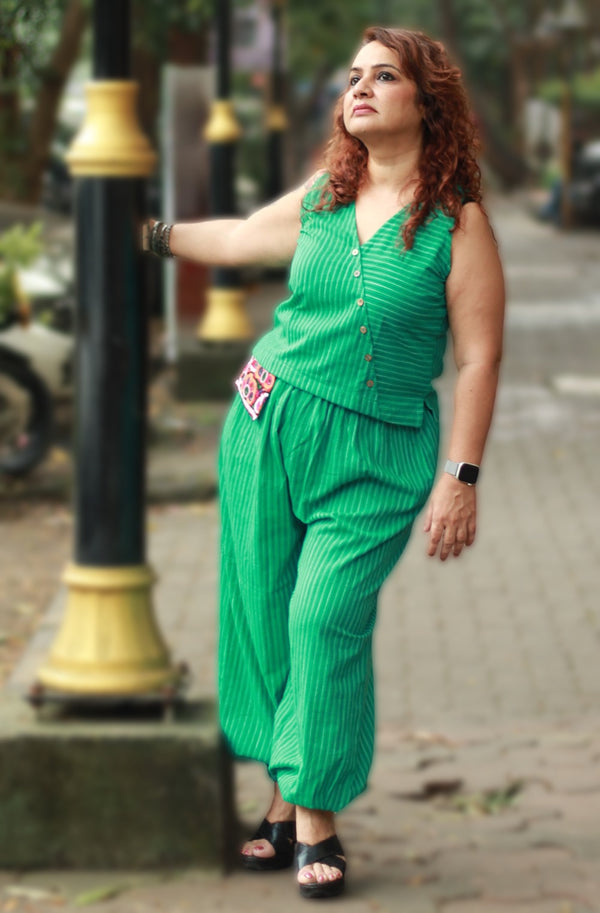 Nasha | Harem Pants Co-ord Set | Sea Green