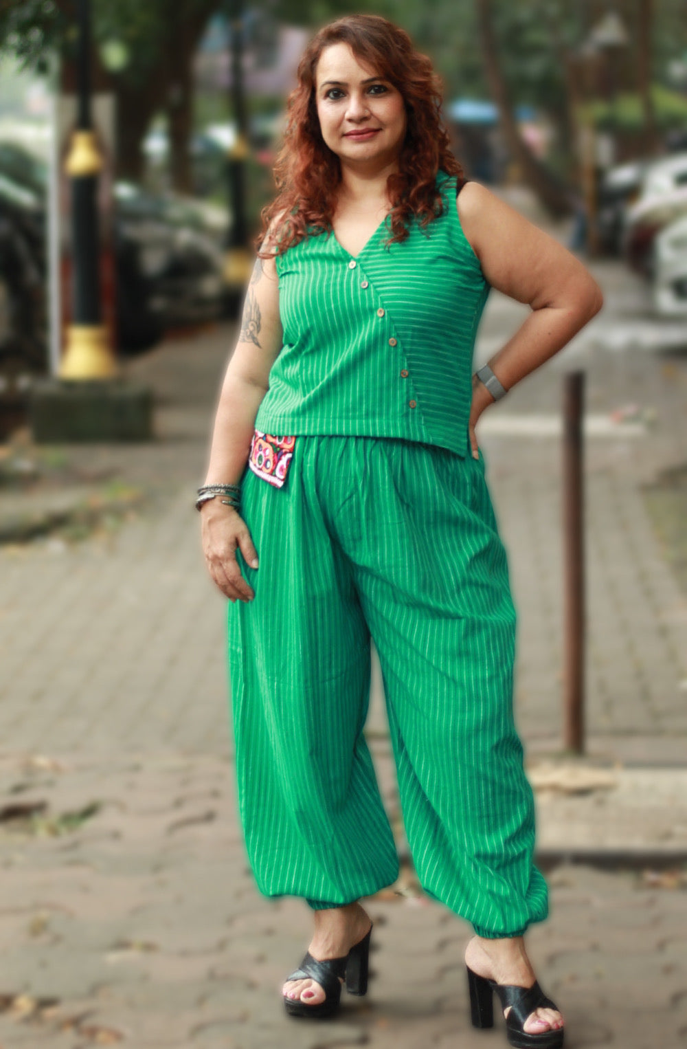 Nasha | Harem Pants Co-ord Set | Sea Green